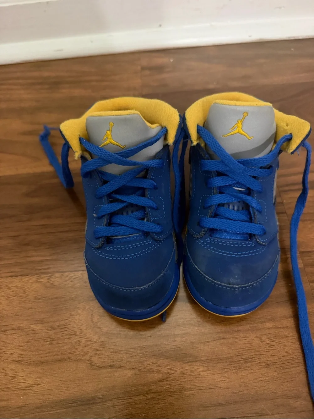 Jordan Kids Blue and Yellow '23' High-Top Sneakers